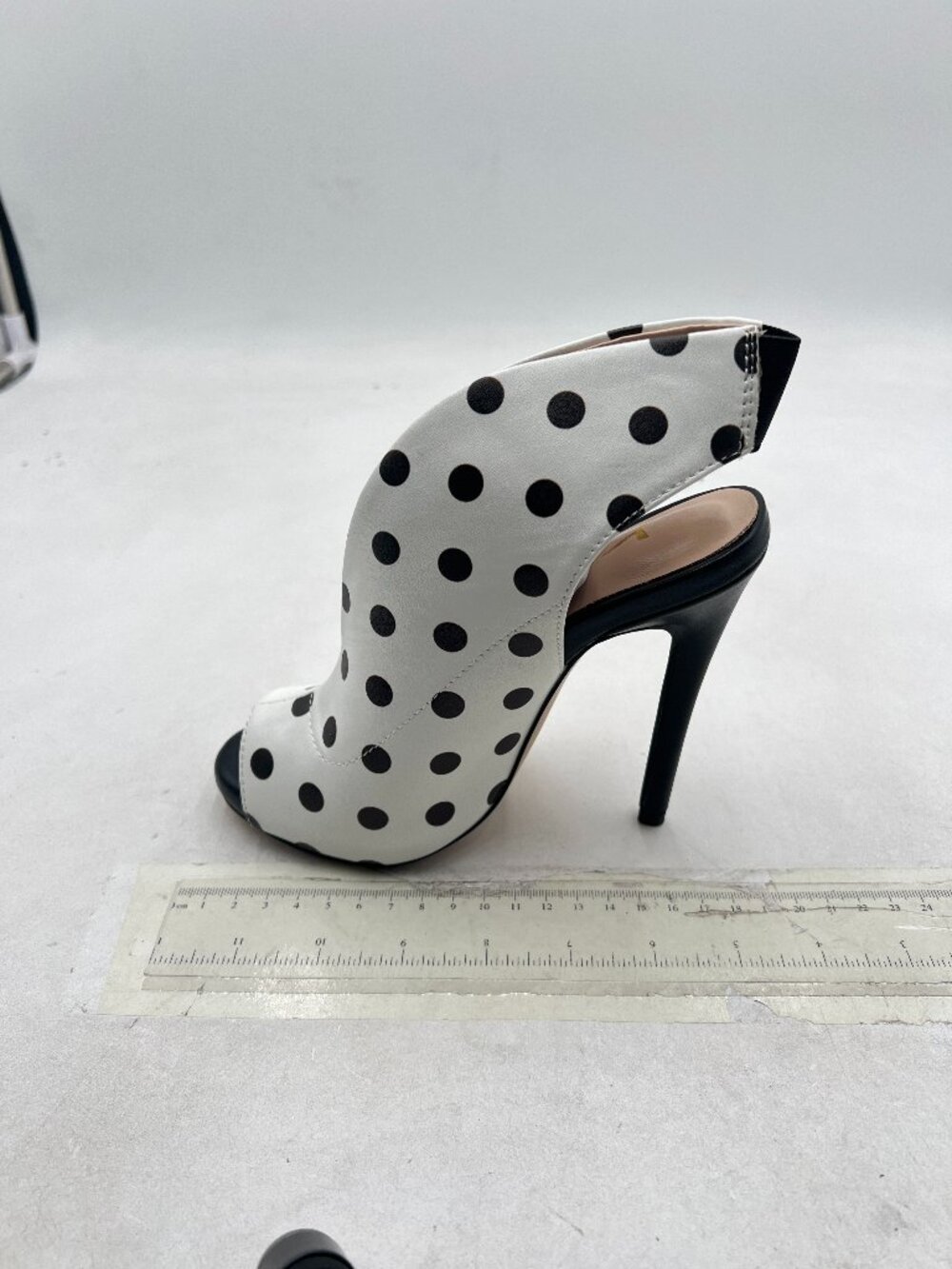 YDN White Polka Dots Slingback Peep Toe Stiletto High Heel Sandals Ankle Boots